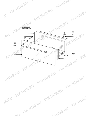 Взрыв-схема плиты (духовки) Parkinson Cowan SN55TCWN - Схема узла H10 Grill door assy